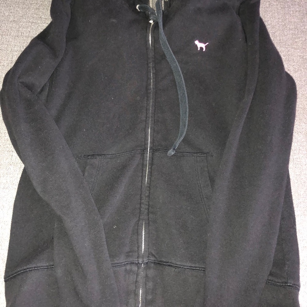 Black Victoria secret hoodie with pink